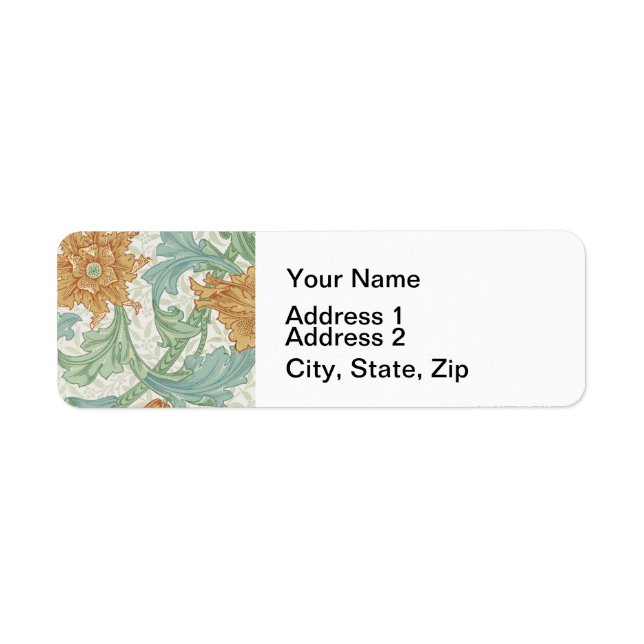 William Morris Single Stem Floral Pattern Label (Front)