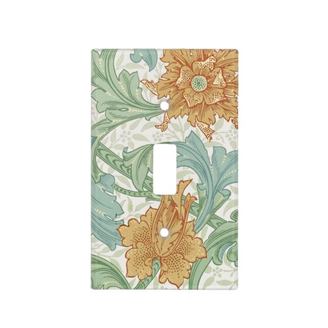William Morris Single Stem Floral Pattern Light Switch Cover (Front)