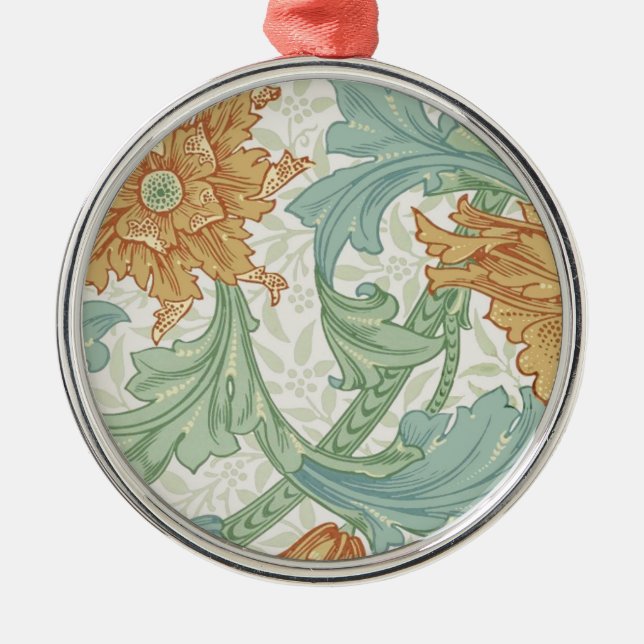 William Morris Single Stem Floral Pattern Metal Ornament (Front)