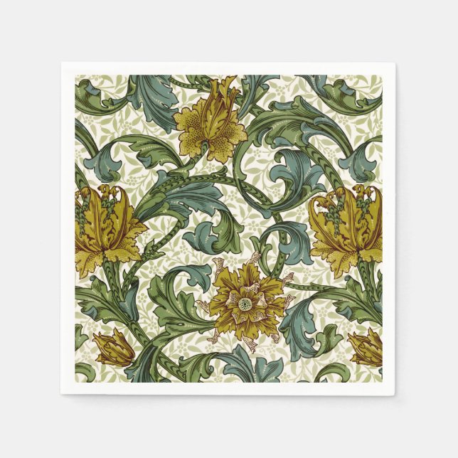 William Morris Single Stem Floral Pattern Napkins (Front)