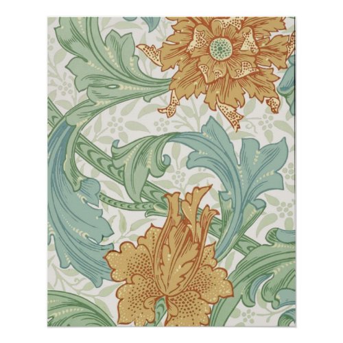 William Morris Single Stem Floral Pattern Poster