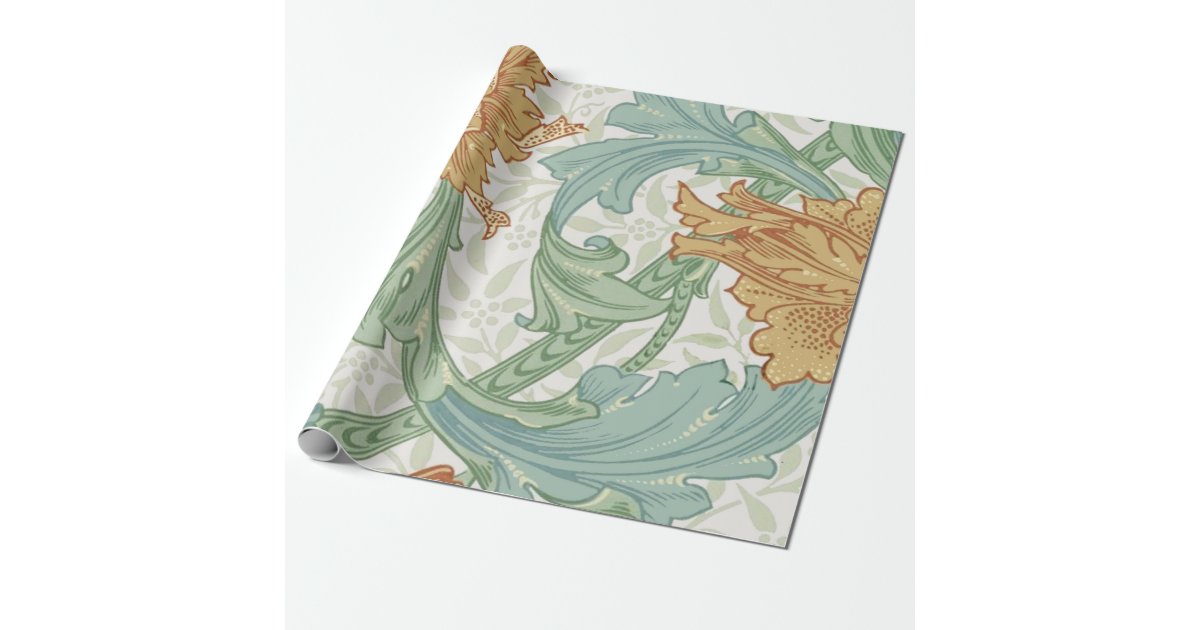 William Morris Single Stem Floral Pattern Wrapping Paper | Zazzle