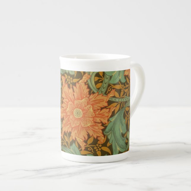 William Morris Single Stem Pattern Art Nouveau Bone China Mug (Front Right)