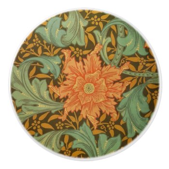William Morris Single Stem Pattern Art Nouveau Ceramic Knob by artfoxx at Zazzle
