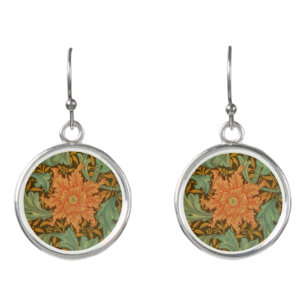 William Morris Single Stem Pattern Art Nouveau Earrings