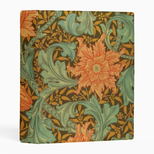 William Morris Single Stem Pattern Art Nouveau Mini Binder (Front/Spine)