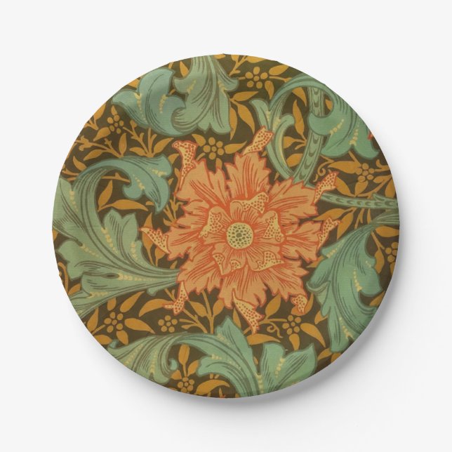 William Morris Single Stem Pattern Art Nouveau Paper Plates (Front)