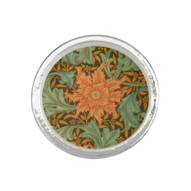 William Morris Single Stem Pattern Art Nouveau Ring (Front)