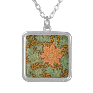 William Morris Single Stem Pattern Art Nouveau Silver Plated Necklace