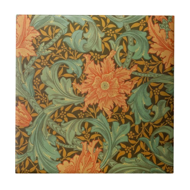 William Morris Single Stem Pattern Art Nouveau Tile (Front)