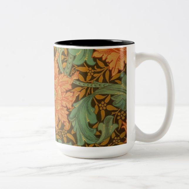 William Morris Single Stem Pattern Art Nouveau Two-Tone Coffee Mug (Right)