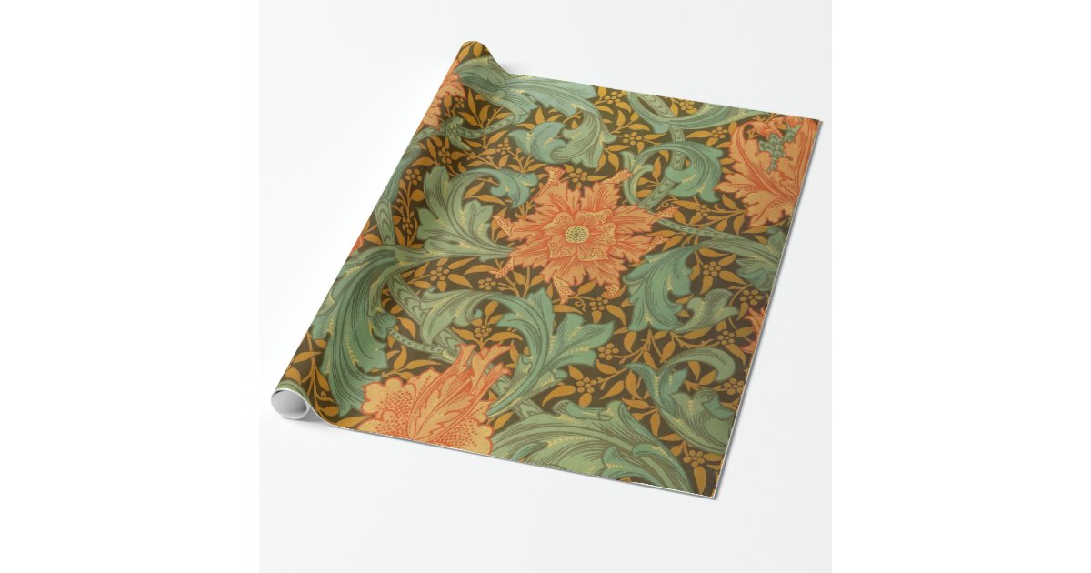 William Morris Single Stem Pattern Art Nouveau Wrapping Paper Zazzle