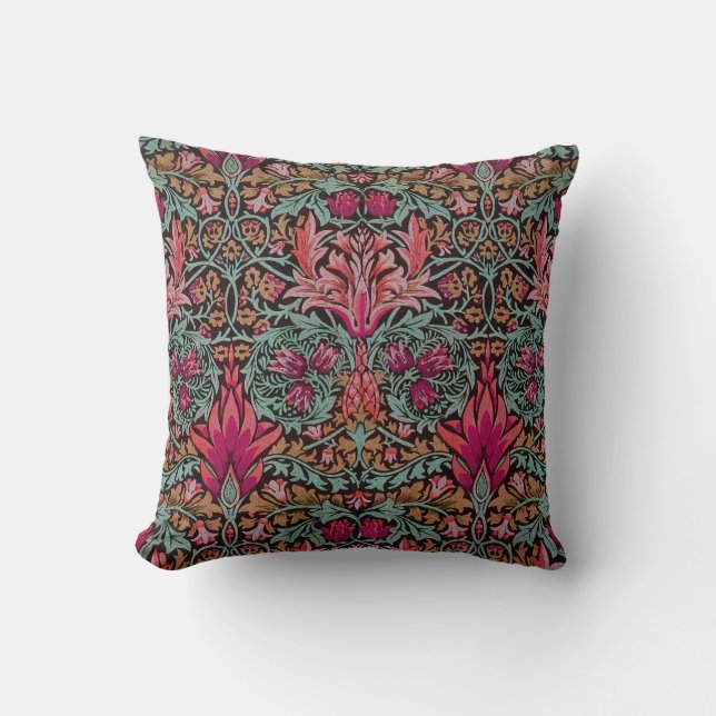 William Morris Snakehead Pattern Throw Pillow (Front)