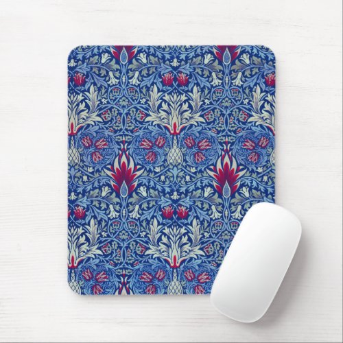 William Morris Snakes head Blue Mouse Pad