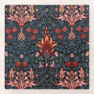 William Morris Snakeshead Dark Pattern Glass Coaster