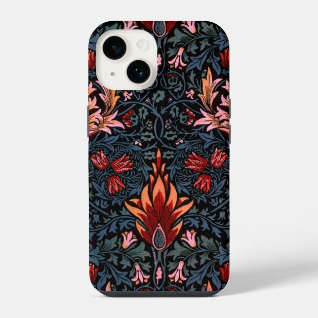 William Morris Snakeshead Dark Pattern Iphone Case (Back)