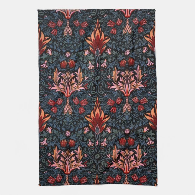 William Morris Snakeshead Dark Pattern Kitchen Towel (Vertical)