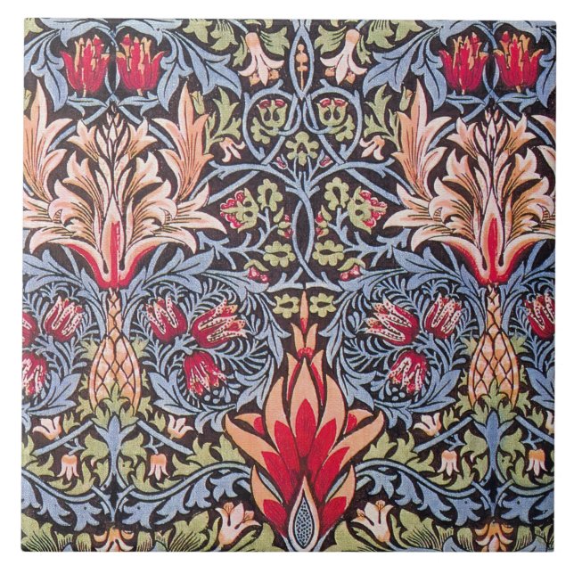 William Morris Snakeshead Floral Art Nouveau Ceramic Tile (Front)