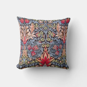 William Morris Snakeshead Floral Art Nouveau Throw Pillow