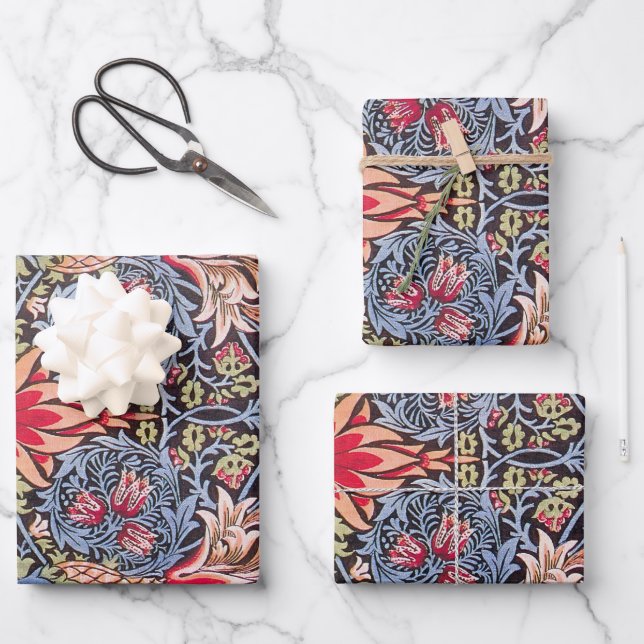 William Morris Snakeshead Floral Art Nouveau Wrapping Paper Sheets (Front)
