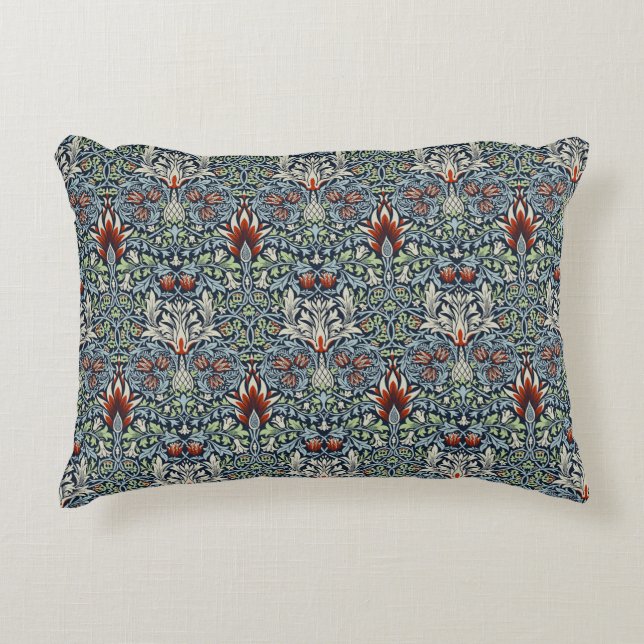 William Morris Snakeshead Floral Classic Botanical Accent Pillow (Front)