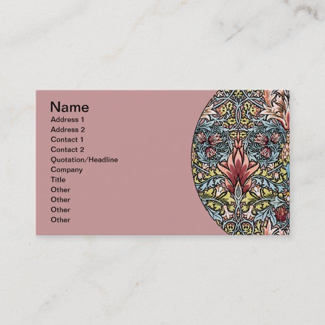 William Morris Snakeshead Floral Pattern Business Card (Front)