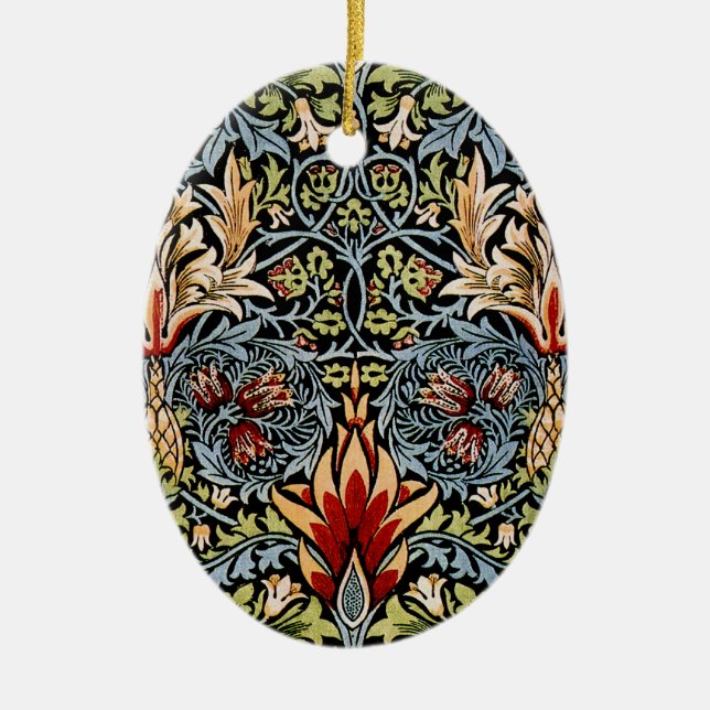 William Morris Snakeshead Floral Pattern Ceramic Ornament (Front)