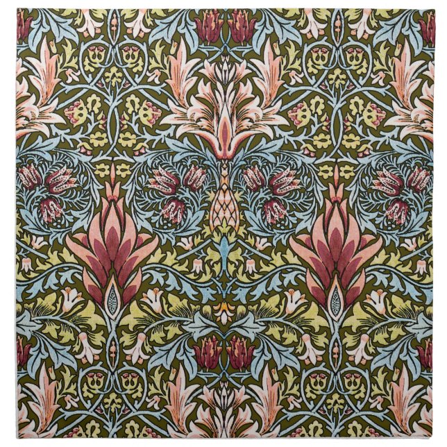 William Morris Snakeshead Floral Pattern Cloth Napkin (Front)