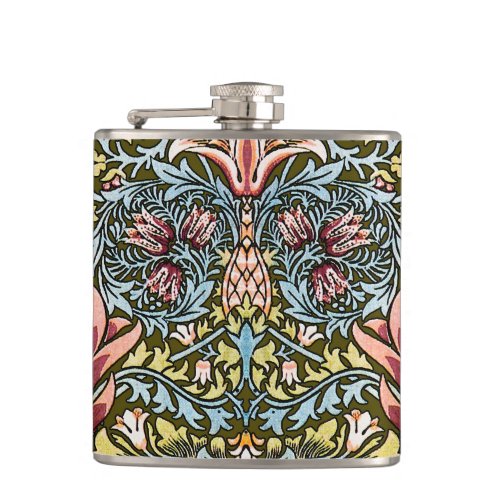 William Morris Snakeshead Floral Pattern Hip Flask