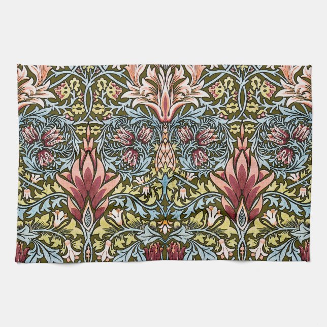 William Morris Snakeshead Floral Pattern Kitchen Towel (Horizontal)