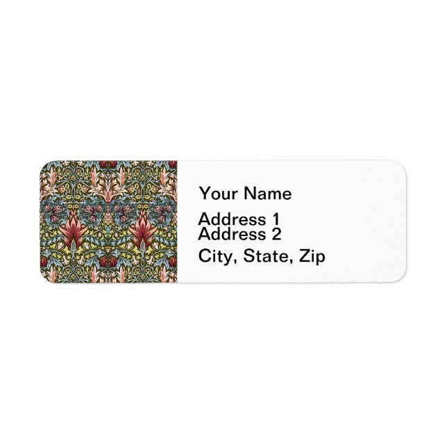 William Morris Snakeshead Floral Pattern Label (Front)