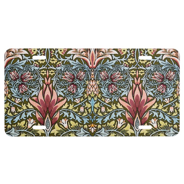 William Morris Snakeshead Floral Pattern License Plate (Front)