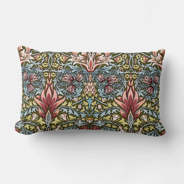 William Morris Snakeshead Floral Pattern Lumbar Pillow (Front)