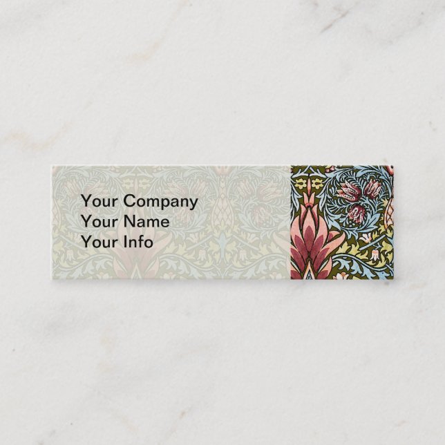 William Morris Snakeshead Floral Pattern Mini Business Card (Front)