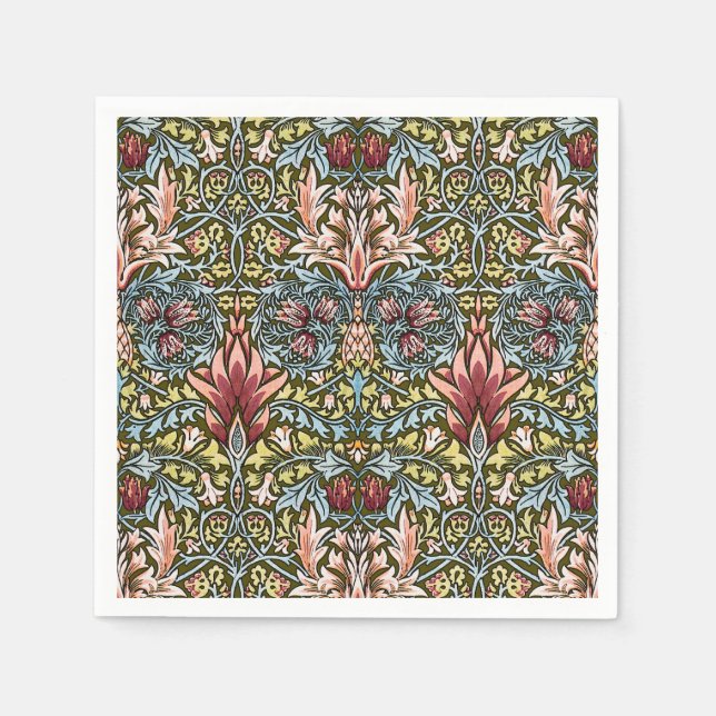 William Morris Snakeshead Floral Pattern Paper Napkins (Front)