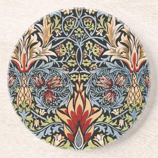 William Morris Snakeshead Floral Pattern Sandstone Coaster (Front)