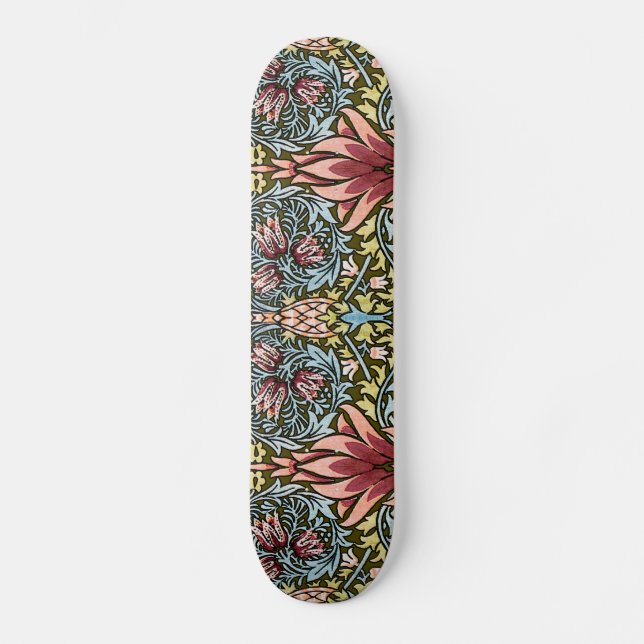 William Morris Snakeshead Floral Pattern Skateboard (Front)