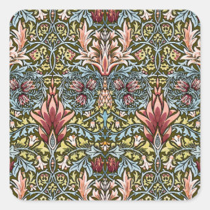 William Morris Snakeshead Floral Pattern Square Sticker