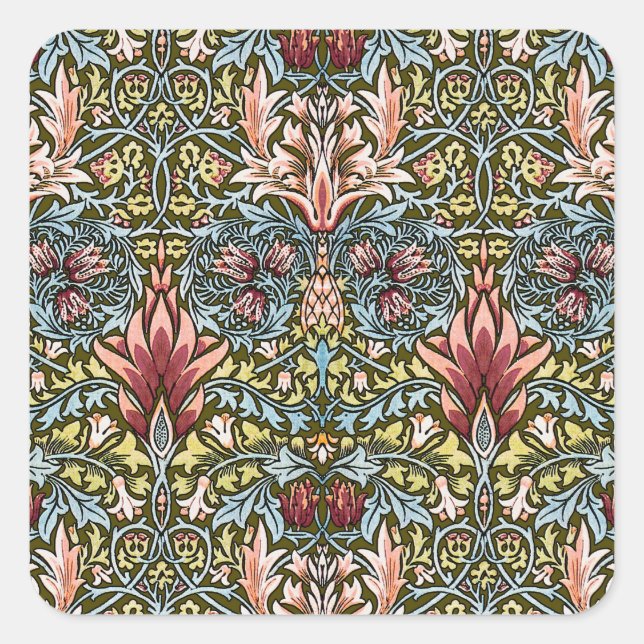 William Morris Snakeshead Floral Pattern Square Sticker (Front)