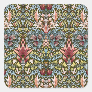 William Morris Snakeshead Floral Pattern Square Sticker