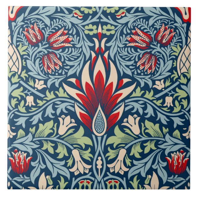 William Morris Snakeshead Fritillary Floral Design Ceramic Tile (Front)