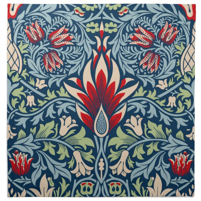 William Morris Snakeshead Fritillary Floral Design Cloth Napkin (Front)
