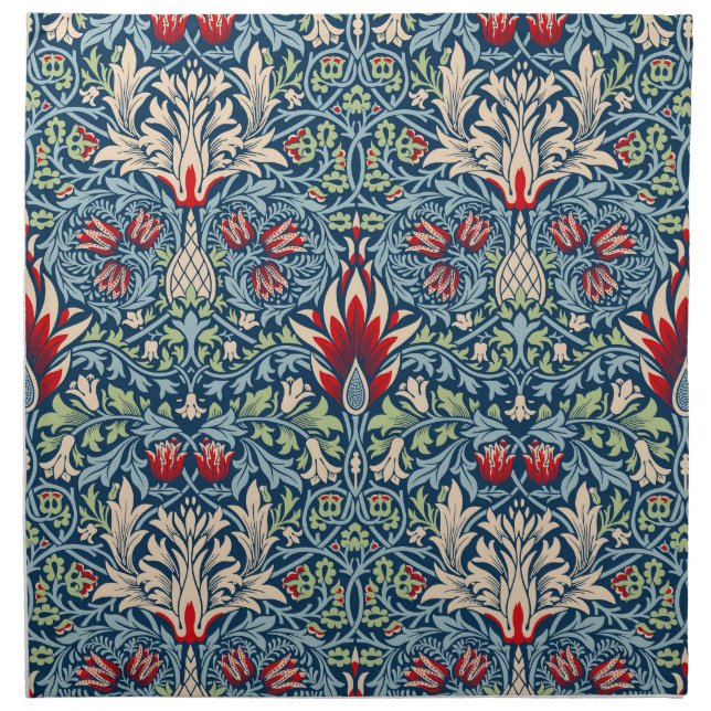 William Morris Snakeshead Fritillary Floral Design Cloth Napkin (Front)