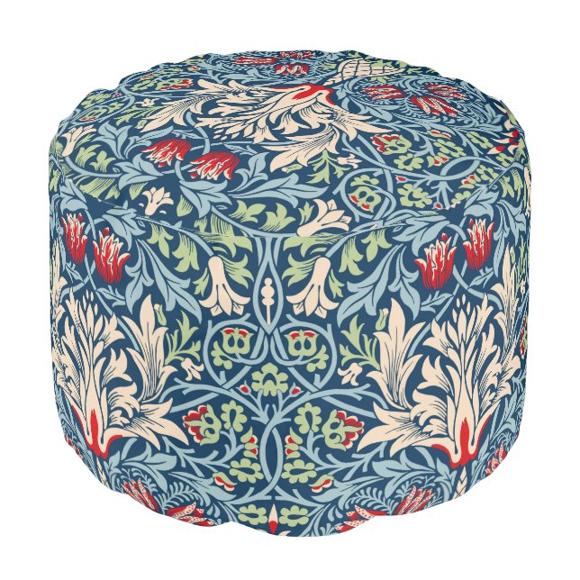 William Morris Snakeshead Fritillary Floral Design Pouf (Angled Front)