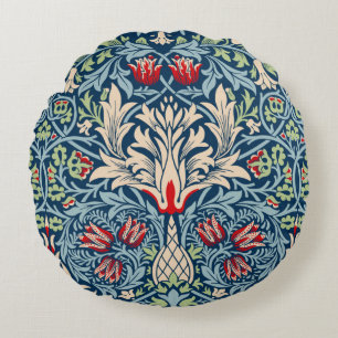 William Morris Snakeshead Fritillary Floral Design Round Pillow