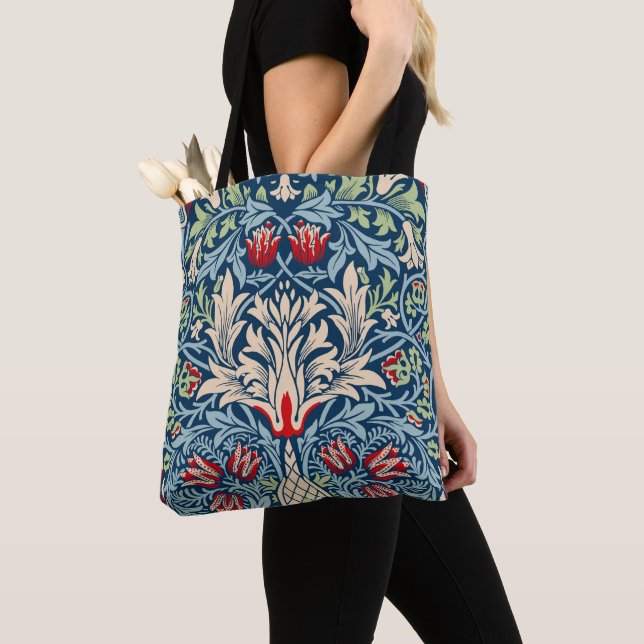 William Morris Snakeshead Fritillary Floral Design Tote Bag (Close Up)