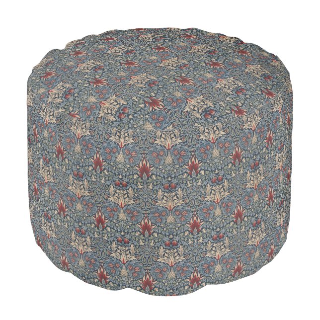 William Morris: Snakeshead Round Pouf (Angled Front)