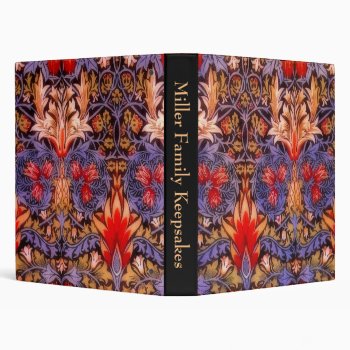 William Morris Snakeshead Vintage Floral 3 Ring Binder by encore_arts at Zazzle