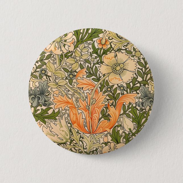 William Morris Spring Compton Flower Festival Button (Front)