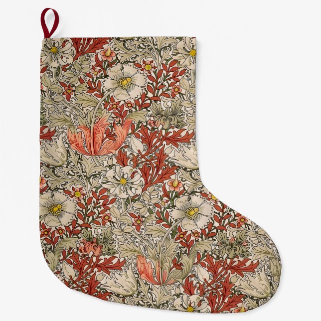 William Morris Spring Compton Flower Festival Large Christmas Stocking (Front)